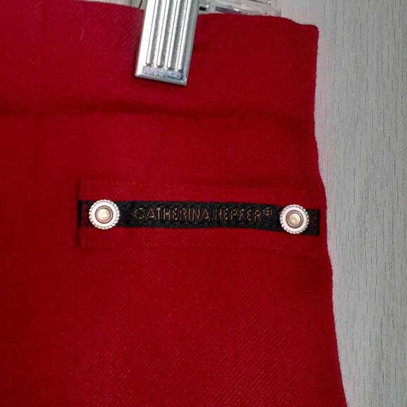 Vintage Catherina Hepfer Red Wool Midi Pencil Skirt Size D36 F 38 GB 10 - Picture 4 of 6